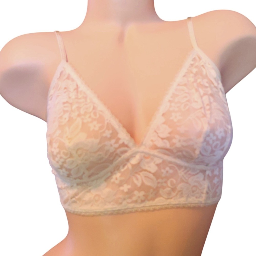 INC Almond Latte Lace Bralette 100117215 Wireless Floral Lingerie Bra NWT XL